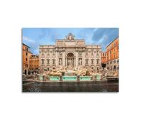 Poster de monuments baroques avec fontaine de Trevi, sculptures ornées de fontaines historiques, poster décoratif sur toile, art mural, impression moderne, décoration pour chambre à coucher, 30 x 45