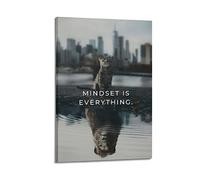 Poster de motivation MINDSET IS EVERYTHING - Peinture décorative sur toile - Décoration de chambre à coucher - 50 x 75 cm