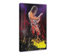 Poster de musique sur toile avec motif guitariste Eddie Van Halen (6) - Décoration de chambre à coucher, bureau, chambre, cadeau - 30 x 45 cm