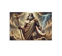 Poster de mythologie grecque Zeus - Roi des Dieux - Impression sur toile - Décoration murale moderne - 40 x 60 cm