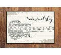 Poster de paroles de chansons de Tennessee Whisky - Décoration murale intérieur/extérieur - 20,3 x 30,5 cm