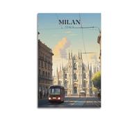 Poster de paysage urbain minimaliste, style Milan, Italie, rues de Milan, affiches murales décoratives sur toile pour chambre à coucher, impression d'art moderne (30 x 45 cm)