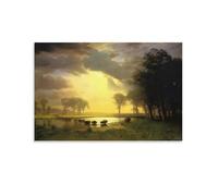 Poster de peintre Albert Bierstadt (sentier des buffles (1)) - Impression sur toile moderne pour chambre à coucher (60 x 90 cm)