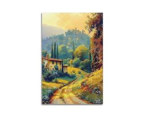 Poster de peinture à l'huile de paysage, paysage du chemin menant au château au sommet de la montagne, poster décoratif sur toile, affiches murales et image d'art imprimé moderne pour chambre à