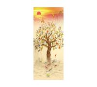 Poster de Porte 3D Arbre aux fleurs et aux poissons 90 x H200 cm 3D Intérieure Muraux PVC Stickers pour Décoration Mur Salon Cuisine Chambre Salle de Bain Papier Peint