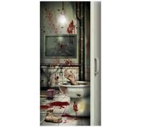 Poster de porte de salle de bain sanglante Halloween Party Deco coloré 76x152cm