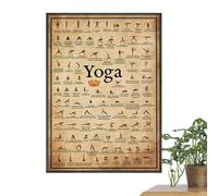 Poster de pose de yoga - 30 x 40 cm - Guide d'étirement complet du corps | Tableau mural d'exercices, feuille d'instructions de fitness, décoration de salle de sport à domicile pour studio de pilates