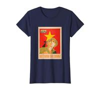 Poster de Propagande du Vietcong - Communiste de la Guerre du Vietnam T-Shirt, Femme, Bleu Marine, XS
