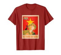 Poster de Propagande du Vietcong - Communiste de la Guerre du Vietnam T-Shirt, Homme, Canneberge, S