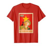 Poster de Propagande du Vietcong - Communiste de la Guerre du Vietnam T-Shirt, Homme, Rouge, S