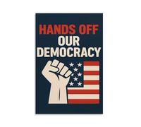 Poster de protestation Hands Off Our Democracy - Impression sur toile - Démocratie patriotique - Justice - Liberté - Solidarité - Résistance - Anti-fascisme - Décoration murale pour mars