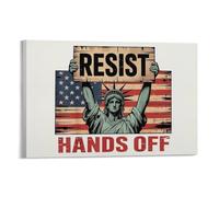 Poster de protestation Hands Off sur toile, statue de la Liberté Résiste, égalité des droits civils, justice reproductive, protestation féministe, décoration murale pour mars, rassemblement militant