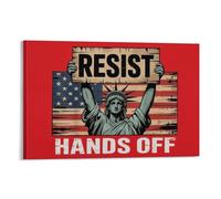 Poster de protestation Hands Off sur toile, statue de la Liberté Résiste, égalité des droits civils, justice reproductive, protestation féministe, décoration murale pour mars, rassemblement militant