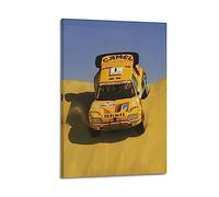 Poster de rallye automobile tout-terrain de sports extrêmes Dakar Peugeot 205 T16 - Peinture décorative sur toile - Impression artistique moderne pour chambre à coucher - 60 x 90 cm