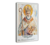 Poster de Saint Grégoire le Grand Art Décoration murale | Croyances religieuses | Bar à domicile | Restaurant | Garage | Salle de bain | Café | Cadeaux de vacances | Cadre 30,5 x 45,7 cm