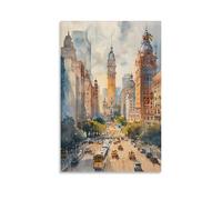 Poster de Sao Paulo aquarelle Brésil - Décoration murale maximale du milieu du siècle - Art moderne sans cadre - 30 x 45 cm