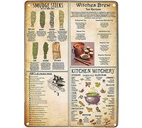 Poster de sorcière de cuisine, Halloween, sorcellerie, cuisine, recette de sorcière, affiche de décoration d'intérieur, affiche d'art mural en métal, 20,3 x 30,5 cm (n° 992)