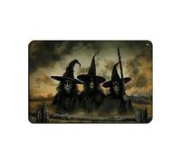 Poster de sorcière d'Halloween en métal vintage pour pub, club, café, bar, maison, décoration murale rétro 20 x 30 cm