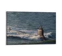 Poster de sous-marin American Virginia-class Attack Submarine USS Vermont (SSN-792) - Impression sur toile murale moderne pour chambre à coucher - 30,5 x 45,7 cm