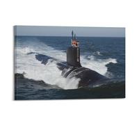 Poster de sous-marin des États-Unis USS North Carolina SSN-777 Virginia-class Attack Submarine Poster décoratif sur toile murale moderne pour chambre à coucher 50,8 x 76,2 cm