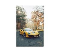 Poster de Supercar pour Ferrari 488 Pista Jaune Voiture de sport Poster décoratif sur toile Poster mural et image d'art Impression moderne pour chambre à coucher (50 x 75 cm)