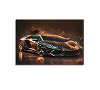Poster de Supercar pour Lamborghini Aventador - Voiture de sport de course de pompiers - Peinture sur toile murale et image d'art - Décoration murale pour chambre à coucher familiale - 50 x 75 cm