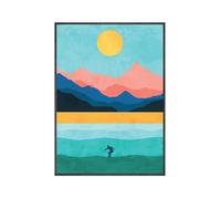Poster de surf Sunset Art Mur Art Ocean Imprimer Plage Toile Moderne Peinture Surfing Côtier Décor pour salon Pas de cadre (Color : A, Size : 60x80cm No Frame)