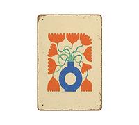 Poster de tulipe minimaliste imprimé bohème pour jardiniers, cadeau botanique, art mural de printemps, vase de fleurs abstraites, fantaisie, panneau en métal rétro, 20,3 x 30,5 cm, affiche vintage en