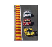 Poster de voiture de course 24H Le Mans pour Ferrari 488 911 Corvette Sports Cars - Art moderne - 60 x 90 cm