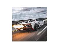 Poster de voiture de course pour Lamborghini SVJ Supercar - Impression sur toile - Décoration murale moderne pour chambre à coucher - 60 x 60 cm
