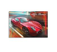 Poster de voiture de course rouge « Italian Supercar for Alfa Romeo 8C » - Peinture décorative sur toile - Impression d'art moderne pour chambre à coucher