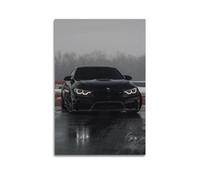 Poster de voiture de sport F82 M4 - Impression sur toile décorative - Motif voiture de course noire - 30 x 45 cm