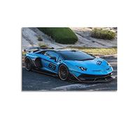 Poster de voiture de sport pour Lamborghini Aventador Blue SVJ 63 Supercar Racing Car Poster décoratif sur toile, affiches murales et art imprimé moderne pour chambre à coucher, 50 x 75 cm