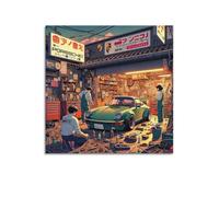 Poster de voiture de sport vintage 911 Turbo Green - Peinture sur toile moderne - 30 x 30 cm