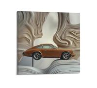 Poster de voiture de sport vintage en bois 911 930 Supercar Inspiration, peinture sur toile, art moderne, 70 x 70 cm