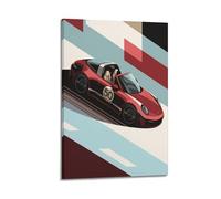 Poster de voiture de sport vintage rouge 911 Targa Supercar décoratif sur toile moderne 60 x 90 cm