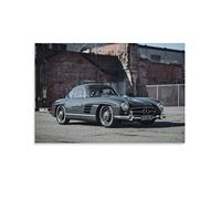 Poster de voiture Mercedes 300sl - Impression sur toile - Décoration murale moderne pour chambre à coucher - 60 x 90 cm