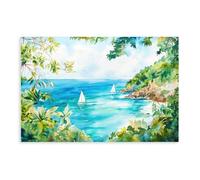 Poster de voyage aquarelle Barbade sur toile pour chambre à coucher, bureau, chambre, cadeau 20 x 30 cm