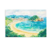 Poster de voyage aquarelle de Saint-Sébastien sur toile pour chambre à coucher, bureau, chambre, cadeau (60 x 90 cm)