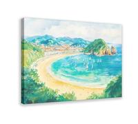 Poster de voyage aquarelle de Saint-Sébastien sur toile pour salon, chambre à coucher (60 x 90 cm)