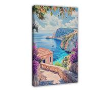 Poster de voyage aquarelle de Zakynthos, Grèce, décoration de chambre à coucher, bureau, chambre, cadeau, 60 x 90 cm