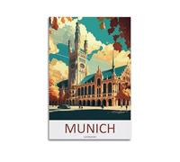 Poster de voyage de style vintage de Munich Allemagne, poster de voyage de style vintage, art mural, décoration d'intérieur, 20 x 30 cm
