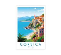 Poster de voyage en Corse, France - Décoration murale pour salon, chambre à coucher - 30 x 45 cm