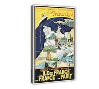 Poster de voyage français vintage avec impression sur toile de bateau de croisière historique - Décoration de chambre à coucher, bureau, chambre, cadeau - 50,8 x 76,2 cm (L x l)