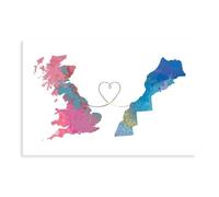 Poster de voyage « From the UK to Morocco » - Poster sur toile - Décoration pour chambre à coucher, bureau, chambre - Cadeau - 60 x 90 cm