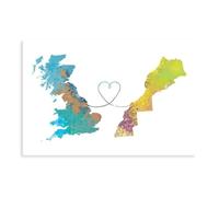 Poster de voyage « From the UK to Morocco » - Poster sur toile - Décoration pour chambre à coucher, bureau, chambre - Cadeau - 60 x 90 cm