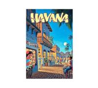 Poster de voyage Havana Cuba sur toile - Décoration murale pour salon, chambre à coucher - 50 x 75 cm
