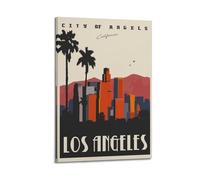 Poster de voyage Los Angeles California, City of Angels Skyline.jpg Poster moderne sur toile décorative esthétique avec cadre 60 x 90 cm