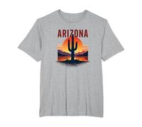Poster de Voyage rétro Arizona Desert Sunset Cactus T-Shirt, Homme Grandes Tailles, Gris Chiné, 4X Tall