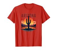 Poster de Voyage rétro Arizona Desert Sunset Cactus T-Shirt, Homme, Rouge, M